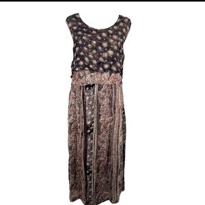 Jasmine By KVM Sleeveless Maxi Dress Women M Crinkle Boho Cottagecore Eclectic